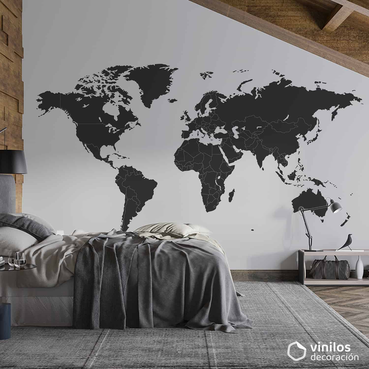 vinilos mapamundi infantil continentes y mares - Murales de pared